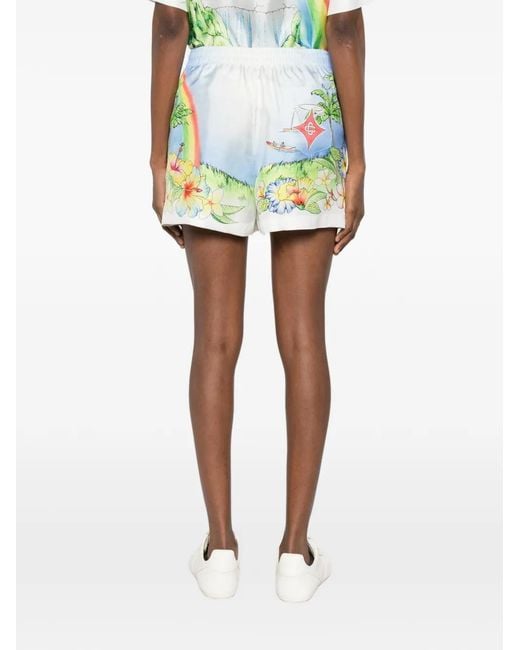 Casablanca Blue Aloha Print Shorts