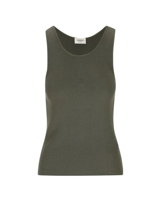 Saint Laurent Green Cassandre Tank Top