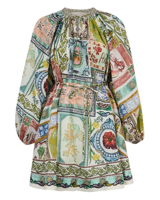 ALÉMAIS Green Tommasina Printed Mini Dress