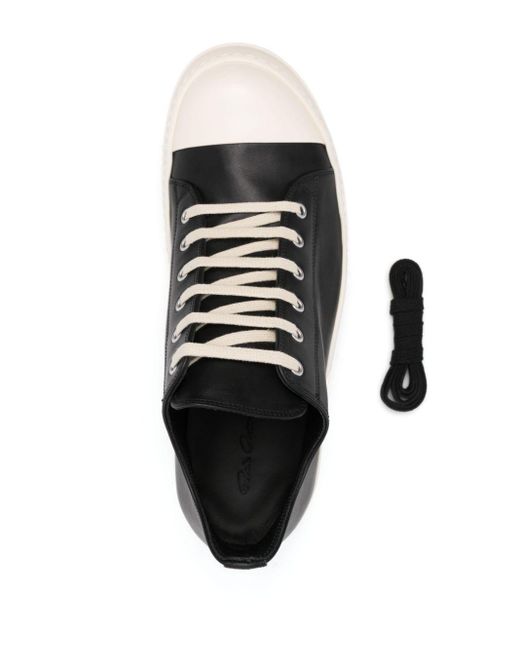 Rick Owens Black Smooth-Leather Sneakers For for men