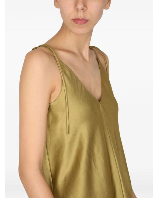 Alysi Green V-Neck Linen Top