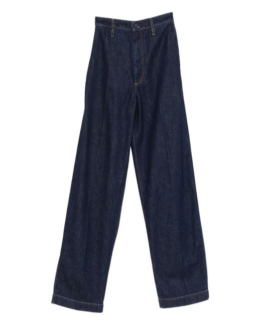 Sportmax Blue Decorative-Stitching Jeans