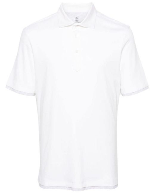 Brunello Cucinelli Poloshirt Met Gelaagde Afwerking in het White voor heren