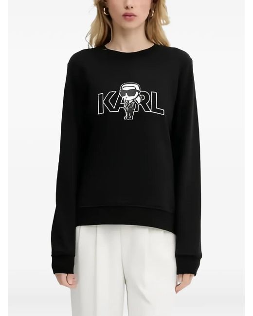 Karl Lagerfeld Black Logo-Print Cotton Sweatshirt