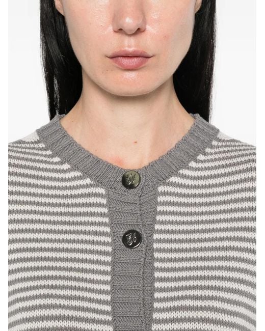 Emporio Armani Gray Striped Button-Up Cardigan