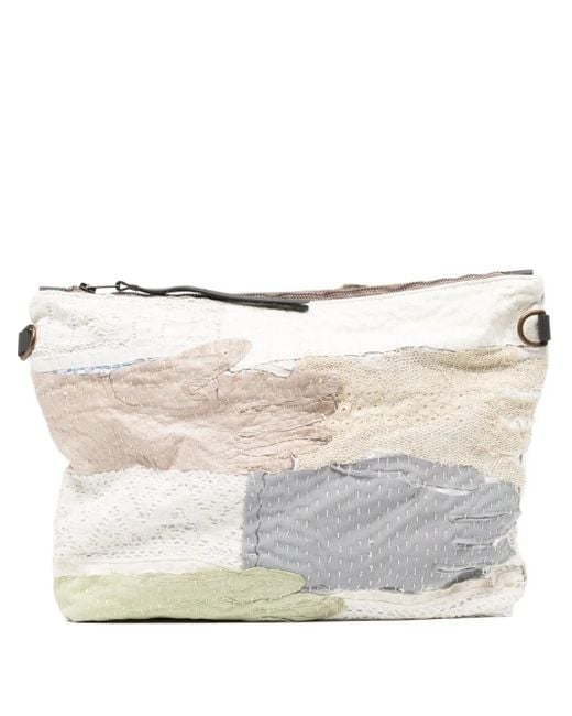 By Walid Gray Embroidered Clutch Bag for men