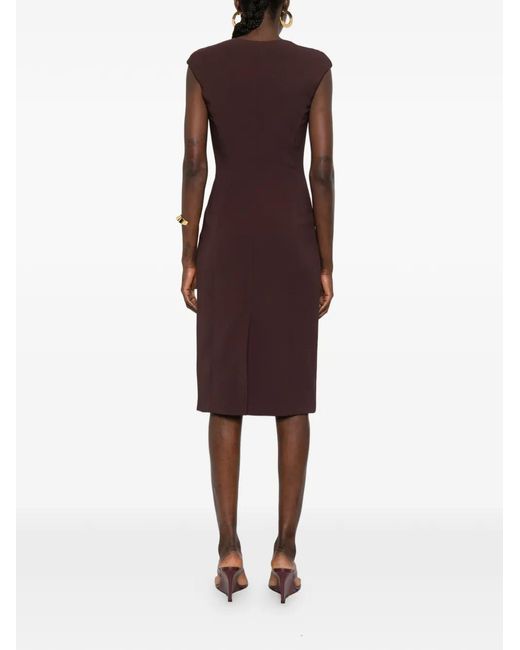 Elisabetta Franchi Brown Zip-Up Midi Dress