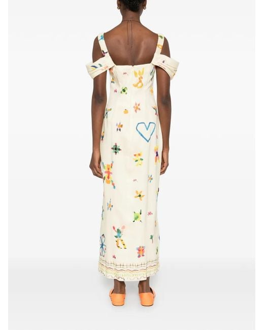 ALÉMAIS White Sidi Square-Neck Midi Dress