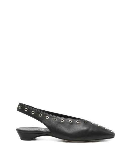 Pedro Miralles Black Eyelet-Embellishment Mules