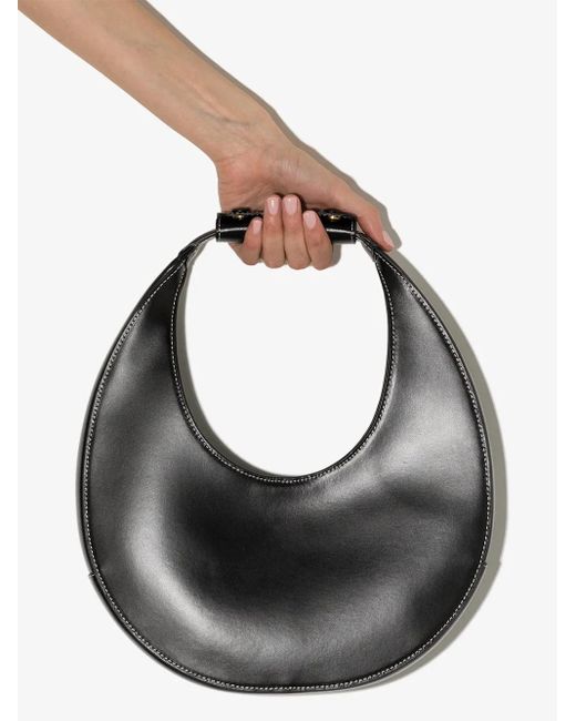 Staud Black Moon Leather Tote Bag