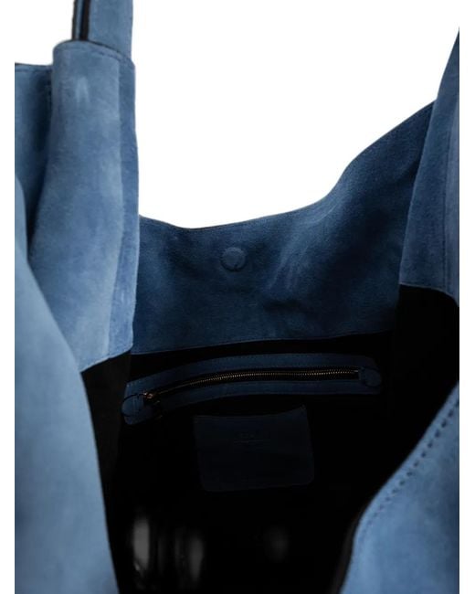 Moschino Blue Medium Handle Me Suede Tote Bag