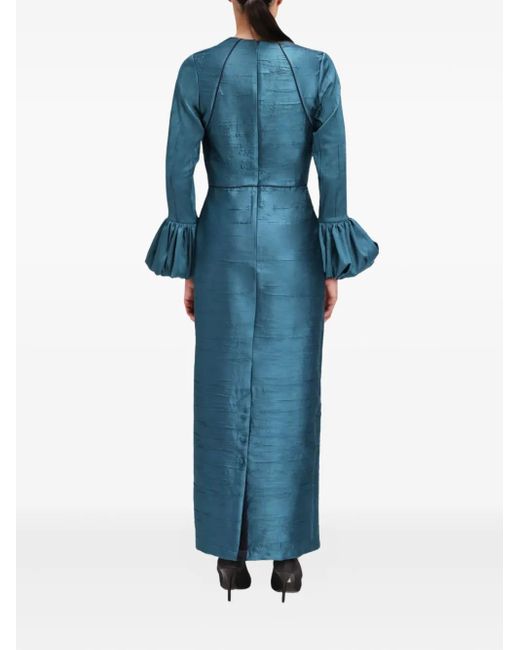 Baruni Blue Talia Maxikleid mit gerüschten Bündchen