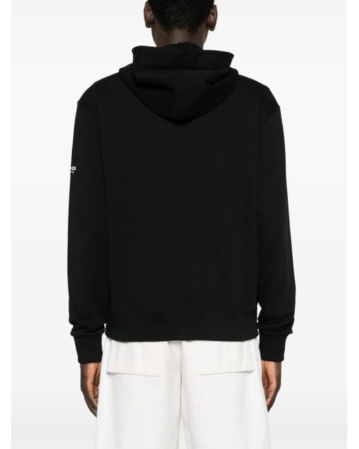 KENZO Black Cotton Boke Flower Zip Hoodie for men