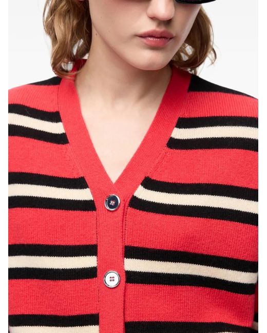 Pinko Red Striped Button-Up Cardigan