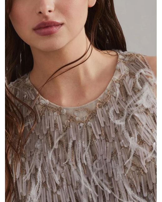 Brunello Cucinelli Brown Dazzling Embroidered Top