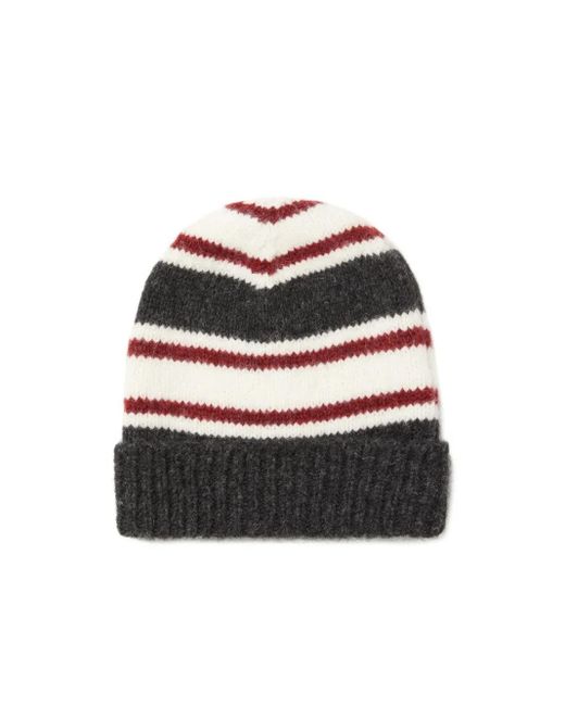 Alanui Black Grunge Striped Beanie Hat