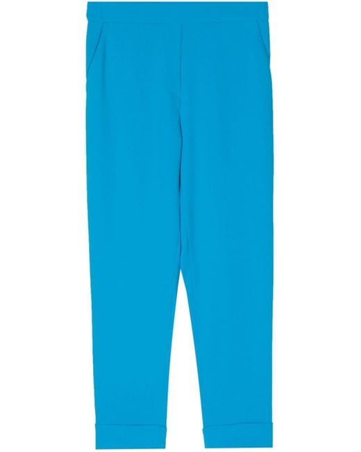 P.A.R.O.S.H. Blue Elasticated-waist Tapered Trousers
