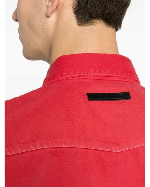 7 For All Mankind Red Logo-Patch Short-Sleeve Overshirt for men
