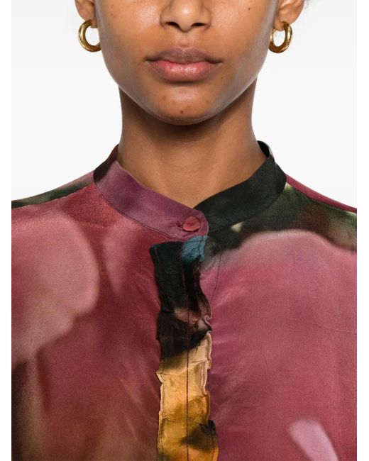 Yavi Red Abstract-Pattern Blouse