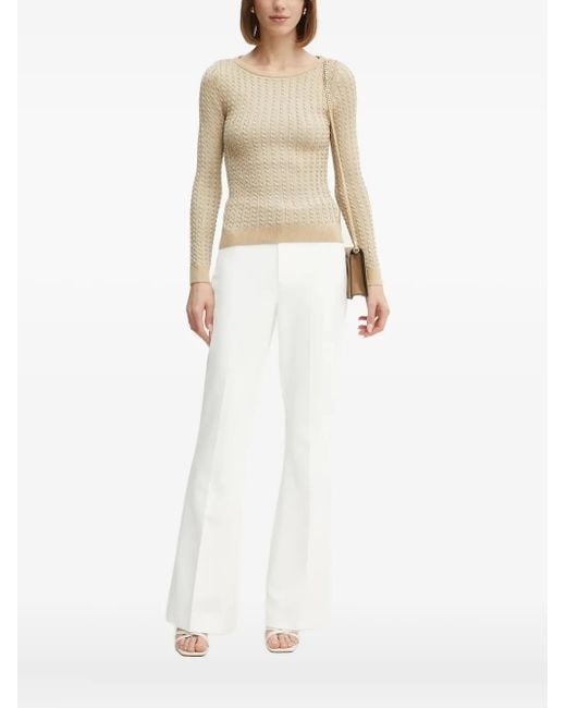 Guess White Pullover mit Zopfmuster