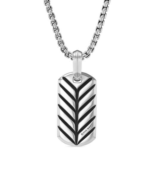 David Yurman White Sterling Chevron Tag (21Mm) for men