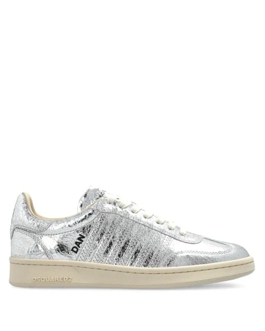 DSquared² White Sneakers aus Metallic-Leder