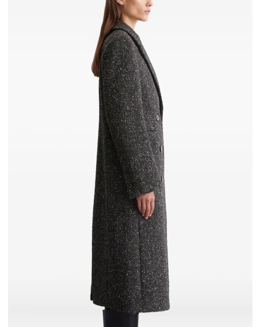 Marc O' Polo Black Double-Breasted Textured Coat