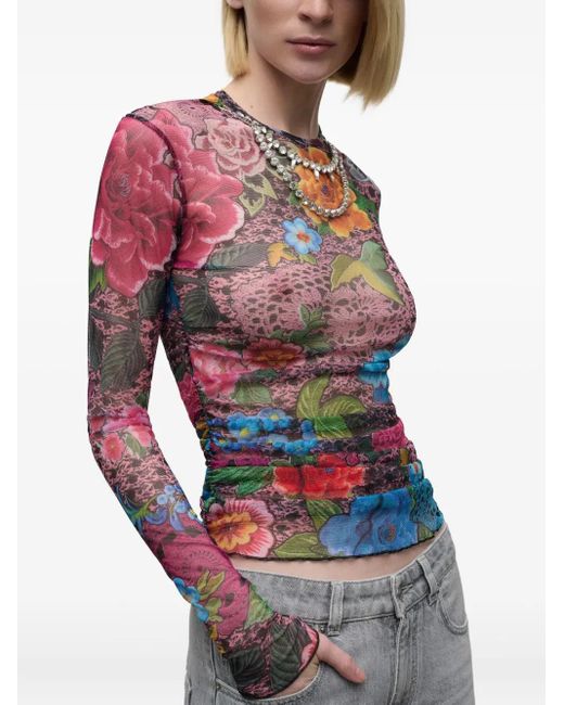 Area Blue Floral-Print Top