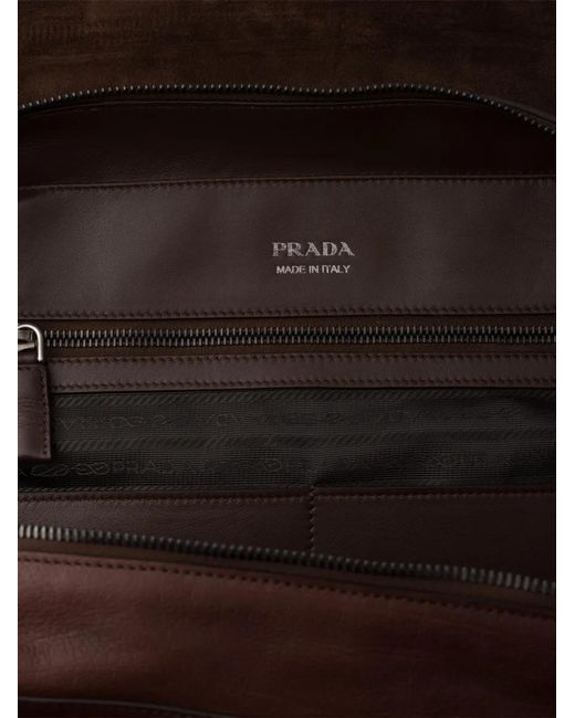 Prada Brown Buckled Leather Backpack for men