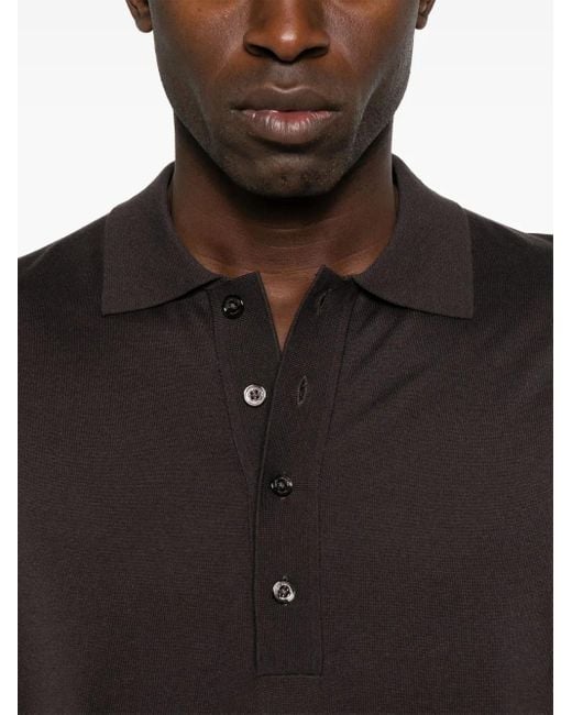 Polo de mezcla de seda Paolo Pecora de hombre de color Black
