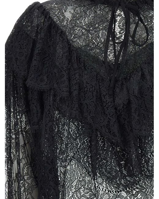 Rixo Black Faryn Ruffled Lace Blouse