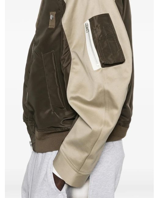 Sacai Brown Colourblock Zip Jacket for men