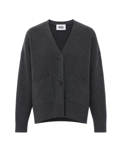 Alpha Studio Blue V-Neck Button-Up Cardigan