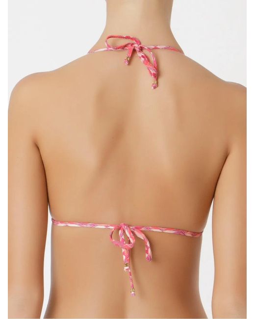 Top De Bikini Triangular Estampado Amir Slama de color Red