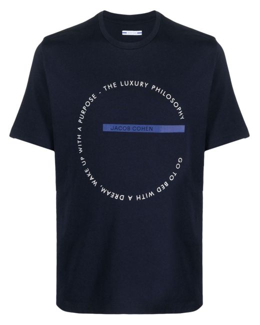 Jacob Cohen Logo-print Cotton T-shirt in Blue for Men | Lyst