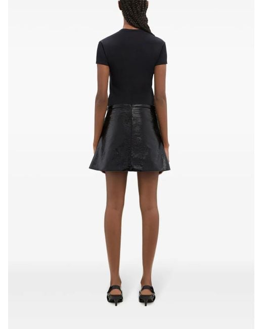 Courreges Black Heritage Cotton Miniskirt With Zipper And Pockets