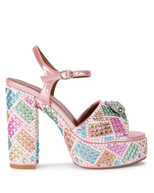 Kurt Geiger Pink Kensington 125mm Crystal-embellished Sandals