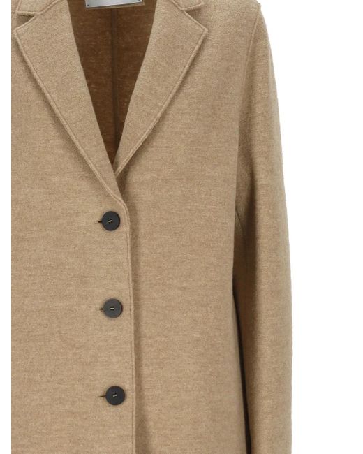 Harris Wharf London Natural Button-fastening Wool Coat