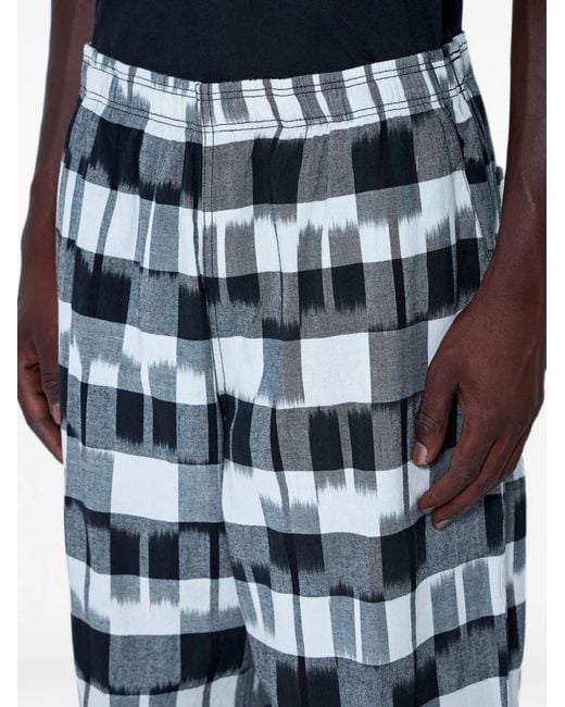 NOMARHYTHM Blue Geometric-Pattern Pocket Trousers for men