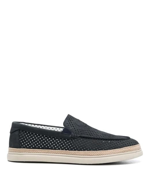 Casadei Blue Nabuk Slip-On Loafers for men