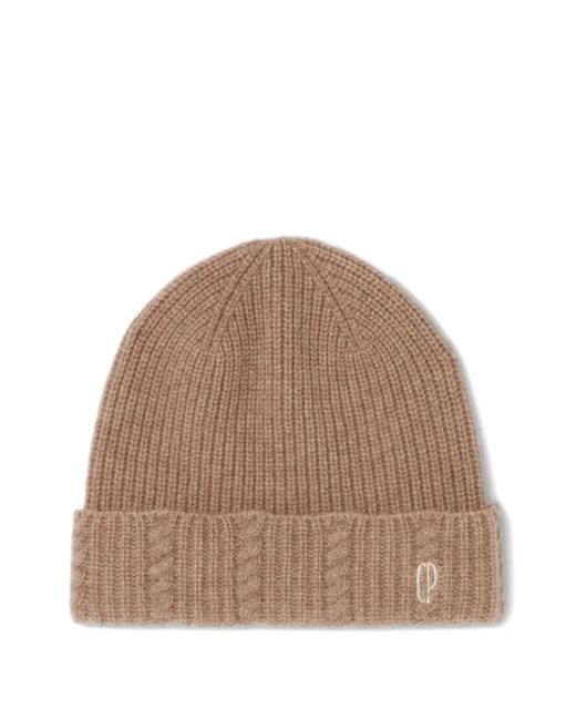 Claudie Pierlot Brown Cable-Knit Beanie Hat