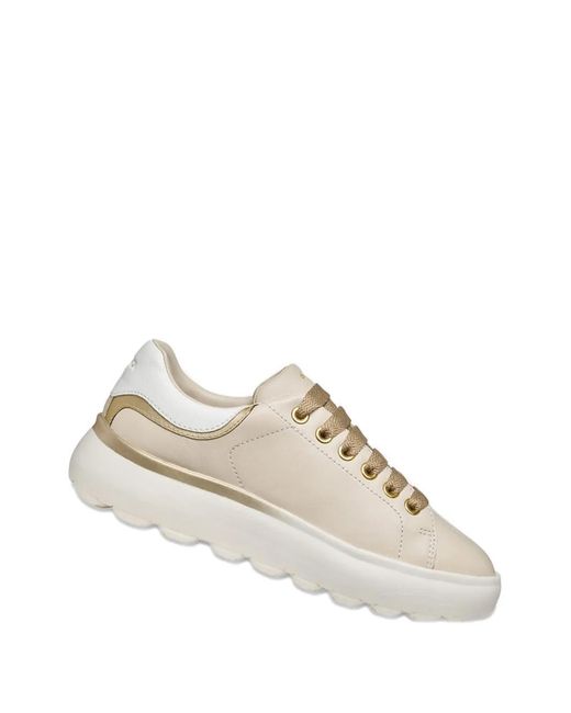 Geox White Spherica Ec4.1 Lace-Up Sneakers