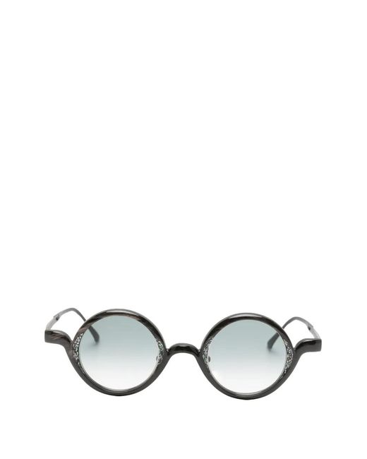 Rigards White Round-Frame Mosaic-Detail Sunglasses