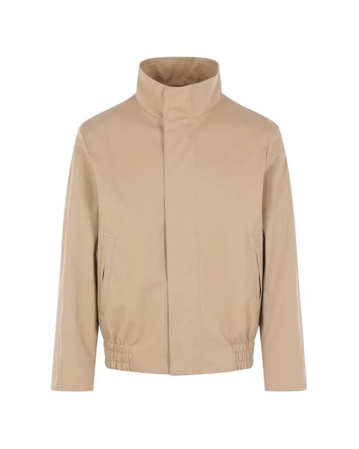 Lardini Natural High-Collar Logo Bomber Jacket for men