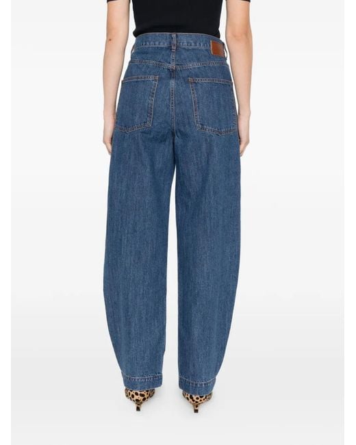 P.A.R.O.S.H. Blue Cojin Five-Pocket Tapered Jeans