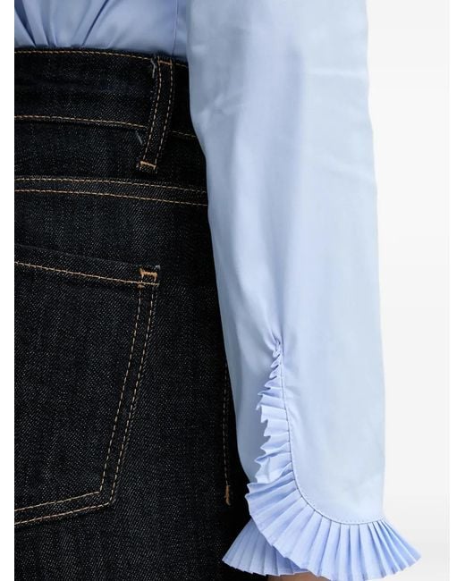 Mos Mosh Blue Ruffled V-Neck Shirt