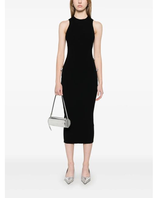 Mach & Mach Black Ribbed Midi Dress