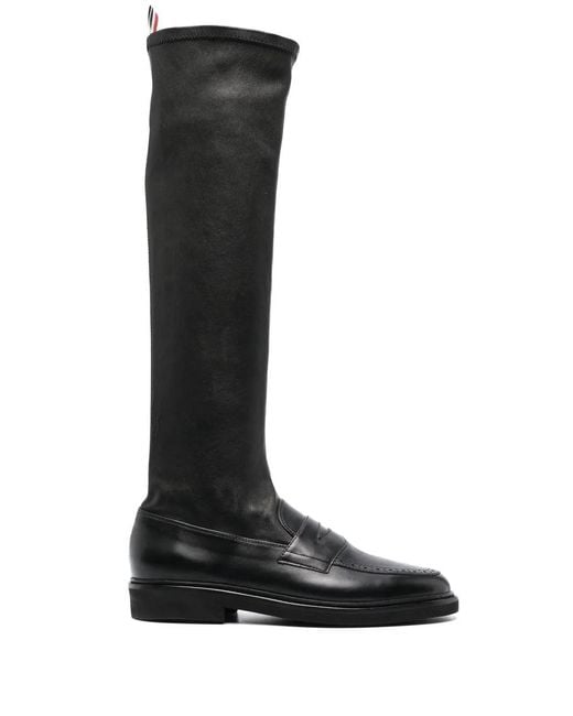 Thom Browne Black Penny Loafer Knee-High Boots