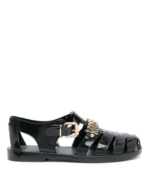 moschino jelly sandals with lettering logo