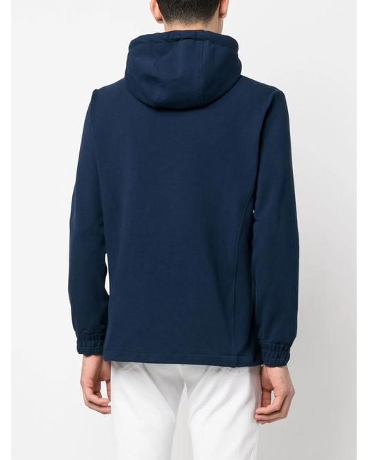 Kiton Blue Drawstring-Hood Zip-Up Hoodie for men